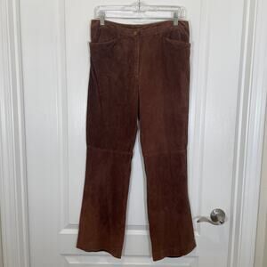 Lauren Ralph Lauren Suede Leather Pants Vintage Y2K Brown‎ Straight Leg Jeans 8
